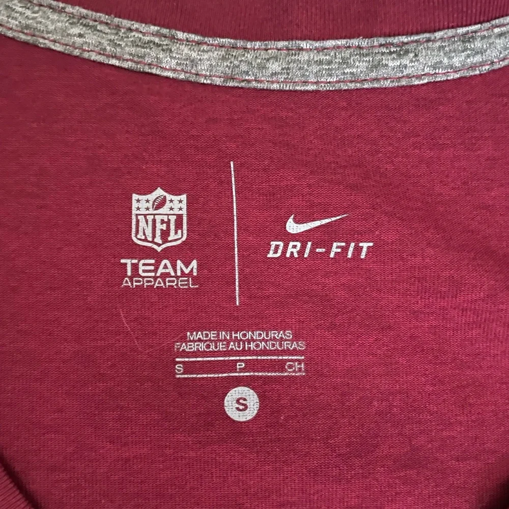 Nike Women's Maroon and Yellow Football Logo V‑Neck Tee